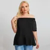 plus la taille sexy sl cou élégant haut d'été femmes dentelle patchwork demi manches blouse décontractée t-shirt t-shirt grande taille vêtements 8xl r3Rk #