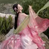 Chinês antigo traje de dança tradicional ópera streamer hanfu chiff lg xale palco desempenho dança seda ribb e9j6 #