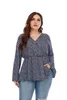 Neue 2022 Damen Frühling Herbst Plus Größe Hemd Für Frauen Große Größe Bluse Floral Lg Hülse V-ausschnitt Tops 3XL 4XL 5XL 6XL a74l #