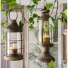 Portacandele Candeliere europeo vintage Lampada a olio in ferro rustico, comoda maniglia per il trasporto, ideale per l'atmosfera del giardino, bagliore serale