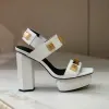 Sandali femminili FI FI Classici tacchi alti Ava Piattaforma in pelle Sandali Fi Mule Scarpe da 9,5 cm Piattaforma impermeabile Piattaforma impermeabile B1BR##