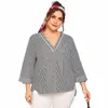 2022 FI Summer Women Plouse Plouse Shirt بالإضافة إلى حجم الإناث V الرقبة LG Sleeve غير منتظم قمم كبيرة الحجم L4ti#