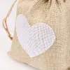 Visualizza 100 pezzi/lotto 10x14 cm a forma di cuore sacchetti da cool di gioielli piccoli sacchetti di lino di cotone
