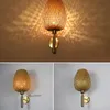 Appliques murales de style chinois Vintage abat-jour en bambou salon lampe de fond décor chambre applique luminaires 240325