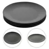 Din sets sets zwart melamine bord ronde schotel plat bodem diner voorgerechte dinersalade plastic borden