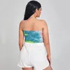 Плюс Размер Сексуальный Летний Tie Dye Crop Top Женская Одежда Strapl Fi Club Пляжная Майка Женский Большой Размер 6XL 7XL 8XL o7AD #