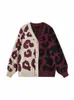 OneLink Tiger Pattern Knit Beige Red Plus Sied Suede Deer Wool秋の冬のバットアップCardigan Seater for Women Big ClothingS0ms＃