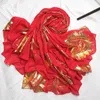 Grande écharpe rouge à motif de fleurs pour femme, 180x130Cm, Vintage, dorure, fine, protection solaire, châles Hijabs, printemps été, 240320