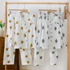 Home Clothing Sunflower Printed Blue Yellow Colors Women's Sleepwear Pajamas Set For Spring And Autumn Cardigan Long Sleeved Pants