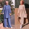 Etniska kläder 2 stycken Dubai Abaya turkiska hijab muslimska klänning kvinnor kaftan islamiska grote maten dames kleding ensemble femme drop del dh6eh