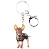 Kleryki Weveni Enamel Metal Chihuahua pies łańcuch kluczowy pierścień dziewczyna torba