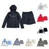 Teknisk fleece hoodie herr tracksuit tekniska fleece byxor herr techfleece shorts hoodie tracksuit sportkläder sport hoodie shorts byxor huven långärmad bomull