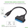 Computer Cables Connectors S USB 3.0 till SATA Adapter Converter för 2,5 tum SSD/HDD Support UASP High Speed ​​Data Transmission Drop Del OTPS7