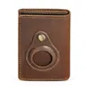 Meilleure vente Crazy Horse Cuir Cadeau Slim Card Box Airtag Case Titulaire C Mey Mini Handy Snap Portefeuille Bourse Pour Hommes Mâle 1691 P6iM #