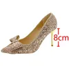 Dress Shoes Rimocy Bling Shiny Glitter Pumps Women Slip-On Sweet Bowknot High Heels Woman Shining Thin Wedding Party 2024