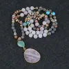 Ожерелья 2021 Бохо в стиле розовые хрустальные капли формы шарм завязанные богемия лариат ожерелье йога энергия