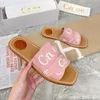 Designer wooden sandal flat bottomed mule slippers multi-color lace letter canvas slippers summer home shoes luxury brand sandals