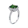 Cluster ringen bonlavie vintage stijl groene smaragd ring 925 sterling zilveren anel feminino aneis bijoux engagement sieraden bn-1009r