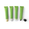 Bouteilles de stockage 50pcs bouteille en plastique vert givré vide tube souple PET 20G couvercle à vis avec bouchon conteneur rechargeable emballage presser