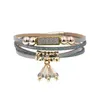 Urok bransolety dobrze mody skórzana bransoletka z koralika kryształ dla kobiet prezenty bohemian hurtowa