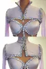 Sparkly Rijnstes Turnpakje voor Vrouwen Sexy Prestaties Dans Kostuum Zanger Danser Podium Bodysuit Nachtclub Paaldansen Slijtage h2Rb #