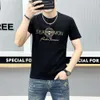 T-shirt a maniche corte slim fit con collo rotondo traspirante stampato a diamante caldo da lettera da uomo estivo 2024