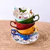 Xícaras Pires Porcelana Café e Pires Conjunto Clássico Tarde Chá Festa Borboleta Osso China Europa Teacup