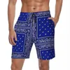 Herrshorts badkläder blå paisley bandana bräde sommar retro mode strand sport fitness snabb torr badstammar