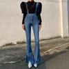 Jeans pour femmes 2024 Femmes coréennes Y2K Taille haute Flare Bleu Mode Indie Side Split Denim Pantalon 90s Esthétique Slim Sexy Crayon Pantalon