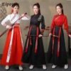 Chiński Dr Ancient Hanfu Kimo Black White Red Hanfu haft haft sztuki walki chiński styl taniec cosplay kostium Z7W9#