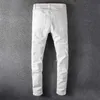 Мужские брюки Sokotoo, мужские белые рваные джинсы с кристаллами, модные облегающие эластичные джинсовые брюки со стразами J240330