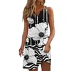 Casual Dresses Women's Dress Button Print V Neck Active Fashion Outdoor Street Sleeveless Loose Fit Summer Vestido Elegante Feminino Lu