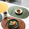 Conjunto de 4 tapetes de mesa de couro dupla face lavável, resistente ao calor, à prova d'água, antiderrapante para ambientes internos e externos