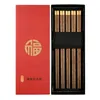 Baguettes 10 paires de bâtonnets de sushi chinois en bois, japonais, coréen, tête ronde en cuivre, vaisselle réutilisable, coffret cadeau