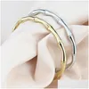 Bangle Punk Gold Color Bamboo Joint Open Cuff Bangles 2024Trend Pulseira para Mulheres Homens Clássico Charme Casal Mão Jóias Presente Drop Del Otyw6