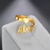 Atoztide Aanpassen Mode Roestvrij Stalen Naam Ring Personaliseren Brief Goud Kleur Ring Hanger Naambord Sieraden Cadeau Voor Vrouwen 240320