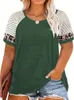 womens Plus Size Raglan Short Sleeve Striped T Shirts 2023 Summer Round Neck Loose Fit Leopard Print Casual Tee Tops k3PK#