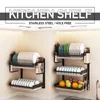 Kitchen Storage Dish Rack Wall Mounted Multifunctional Cupboard With Chopsticks Knives Plates Draining Holder