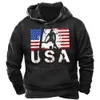 Ny tröja med amerikansk flagga 3D -tryckta män Loose Casual Hoodie