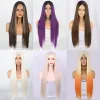 Perucas eu é uma peruca longa reta peruca cinza perucas sintéticas para mulheres loira preto laranja cor parte do meio peruca cosplay fibra resistente ao calor