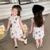 女の子のチョンサムドレス夏の新しい中国語スタイルのインク絵画子供のプリンセスドレスリトルガールガールベビーガーゼドレス