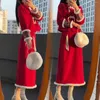 2ピースドレスUNXX裕福な女の子中国語スタイルセット冬Cheongsam Furry Coat A-LineMidi Skirt 2 2024到着ファッショナブル