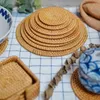 Halılar içecek bardak altlıkları set kungfu çay aksesuarları yuvarlak sofra sofra placemat yemek mat rattan örgü fincan pedi çapı