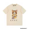 デザイナーは2024年の夏の贅沢な猫パターン男性と女性のための半袖Tシャツeum4