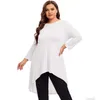 Plus Size Lg Sleeve Casual Hi Low Tops Lg Loose Fit Flare Basic Swing Bluse T-Shirt Große Größe Frühling Herbst Tunika 7XL 8XL A5kj #