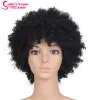 Wigs Sallyhair High Temperature Black Afro Synthetic Wigs Kinky Curly Natural Black Color Short Synthetic America Wig Average Size