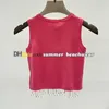 Designer Rhinestone Fringe Sticked Vest Fashion Pärlade ärmlösa stickade toppar Rhinestone Logo Sticked Camisole Kvinnor ärmlösa stickade tees