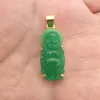 Pendant Necklaces Charm 25X12MM Green Jade Hollow Cutting Carved Buddha Buddhist Amulet 1 PCS