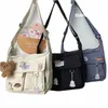 Корейская сумка Ulzzang Menger, женская новинка 2023, нейловые сумки с несколькими карманами, сумки через плечо для женщин, школьная сумка на плечо для девочек, Sac x60f #