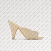 Explosion new Women's Super Mule 1ACJ3S Gold Strass precious version sparkling rhinestones ultra-feminine model deep cut-out cone-shaped heel Designer Diamond Gem